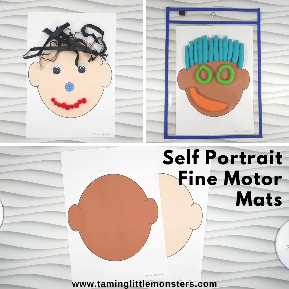 Self Portrait Fine Motor Mats - Taming Little Monsters